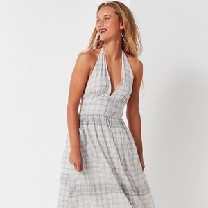 UO Betsey Linen Halter Midi Dress